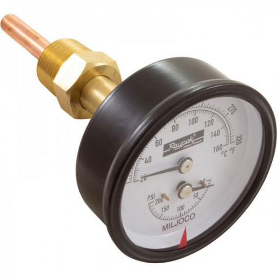 Temperature & Pressure Gauge Kit, Raypak Hydronic Heaters : 007399F