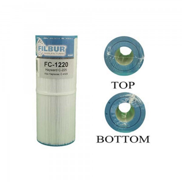 Filter Cartridge, Filbur, Diameter: 4-5/8", Length: 11-7/8", Top: 2-1/16"Open, Bottom: 2-1/16"Open, 25 sq ft : FC-1220