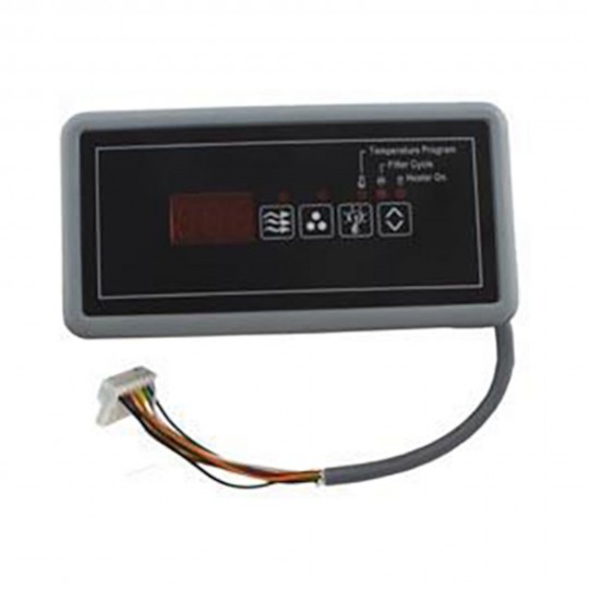 Spaside Control, HydroQuip Eco-6, Small Rectangle, 4-Button, LED, Pump1-Blower/Aux-Light-Temp, 25' Cable w/8 Pin : 34-0208-25-K
