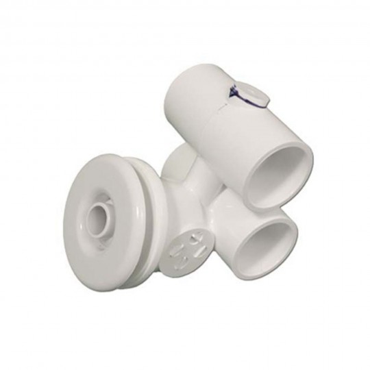 Jet Assembly, HydroAir Slimline, Tee Body, 1"S Water x 1"S Air, 1-1/4"L Wall Fitting, White : 10-5250