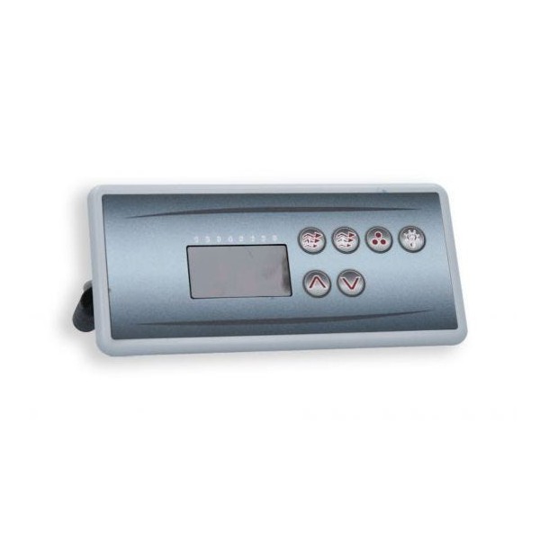 Spaside Control, HydroQuip Eco-3,Rect., 6-Button, LED, Pump1-Pump2-Blower/Aux-Light-Up-Down : 34-0197