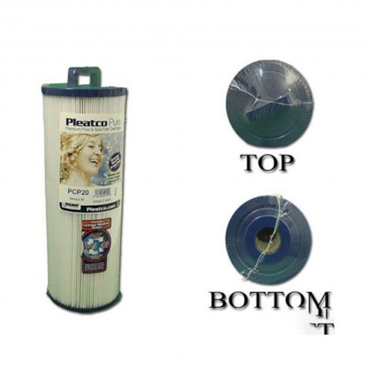 Filter Cartridge,PLEATCO,25 Sq Ft,4-5/8"OD x 11-5/8"Long Top:HandleBarBottom:1-3/8"ID : PCP20