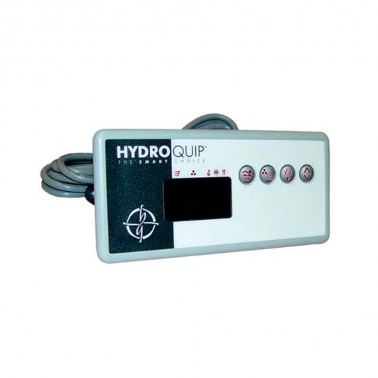 Spaside Control, HydroQuip Eco-8, Large Rectangle, 4-Button, LED, Pump1-Blower/Aux-Light-Temp : 34-0198A