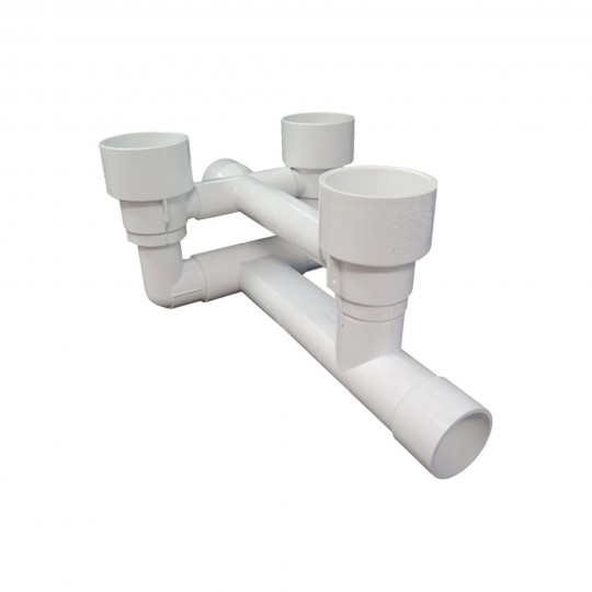 Jet Manifold Assembly, Waterway Gunite 2”Spg Water x 1.5”S Air, 9" Deep Seat 3-Jet Thread-In Manifold System : 210-3410G