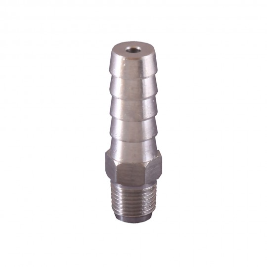 Fitting, Stainless Steel, Barbed Adapter, Sundance / Jacuzzi, 1/8"MPT x 3/8"Barb : 6540-034