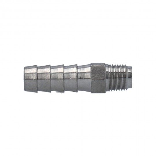 Fitting, Stainless Steel, Barbed Adapter, Sundance / Jacuzzi, 1/8"MPT x 3/8"Barb : 6540-034