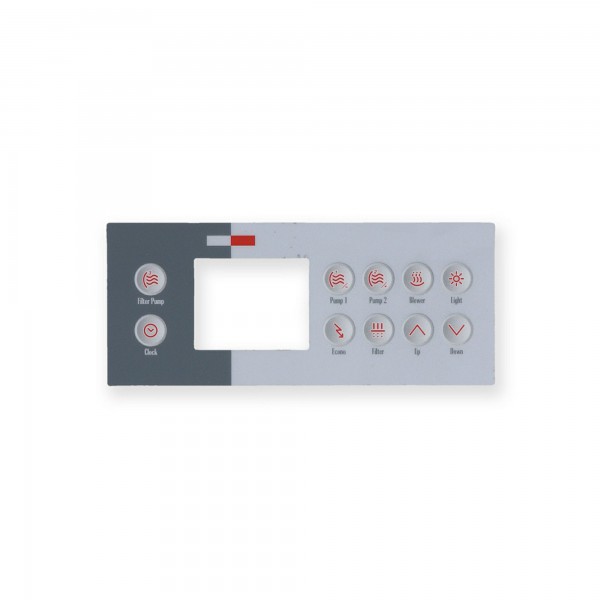 Overlay, Spaside, Gecko TSC4, 10-Button, Pump1-Pump2-Pump3-Blower, For 0201-007044 : 9916-100761