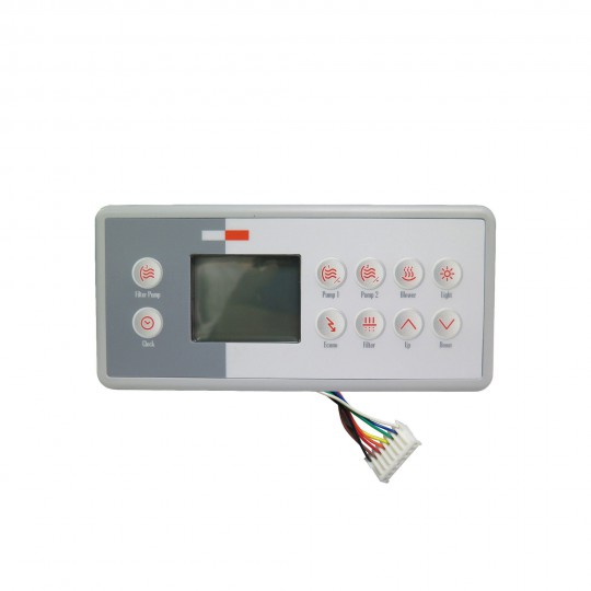 Spaside Control, Gecko TSC-4-10K-GE1, 10-Button, LCD, 10' Cable, w/8 Pin JST Plug : 0201-007044