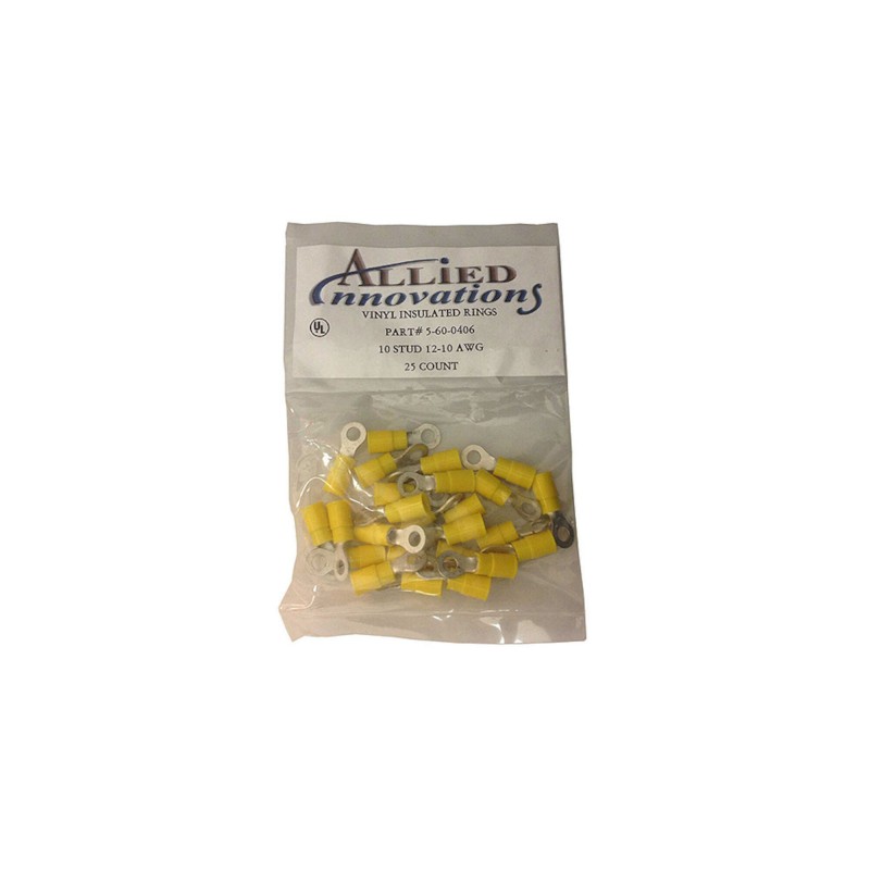 Wire Terminal, Ring Style, No.12-10, 10-Stud, Yellow, 25 Pack : RV10Y ***TEST***