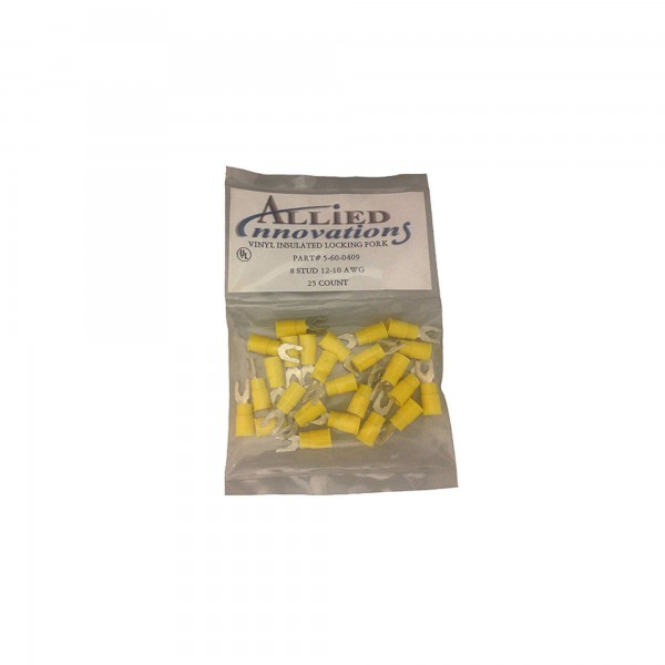 Wire Terminal, Fork Style, No.12-10, 8-Stud, Yellow, 25 Pack : LFV8Y