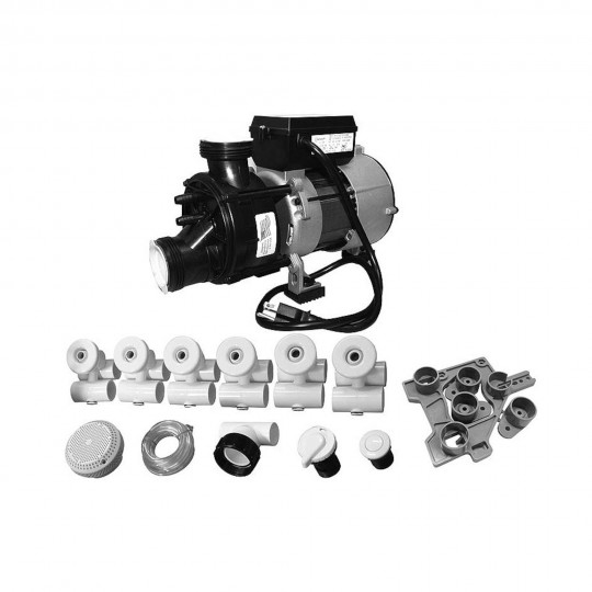 Plumbing Bath Kit with Pump, Jetted Tub Assembly Kit, Slimline, White w/1.0HP Bath Pump & Pump Stand : 3-80-5080