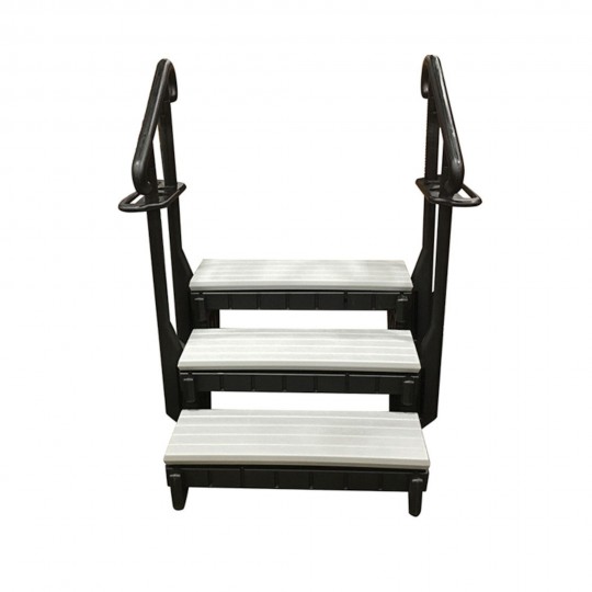 Steps, Confer, Gray w/Hand Rails, 36"Width, 3 Stairs, 24" Tall, this ships in 2 boxes : SSS36-3-G