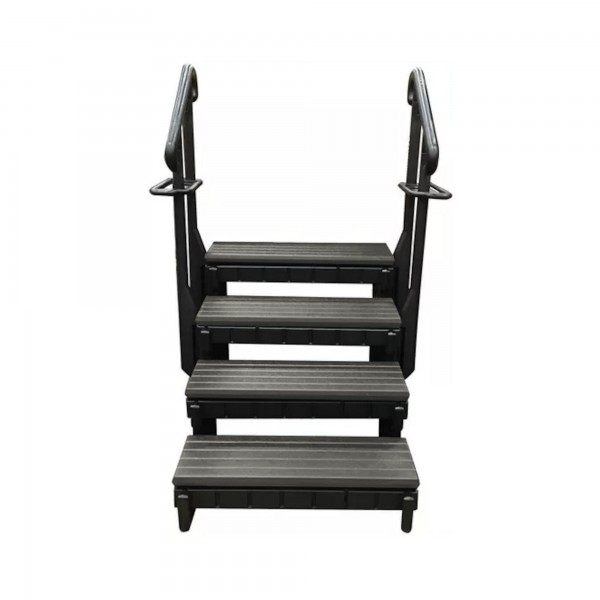 Step, Confer, Portabello w/Hand Rail, 36" Width, 4 Stairs, Black Side Panels and Rails : SSS36-4-P-BLK