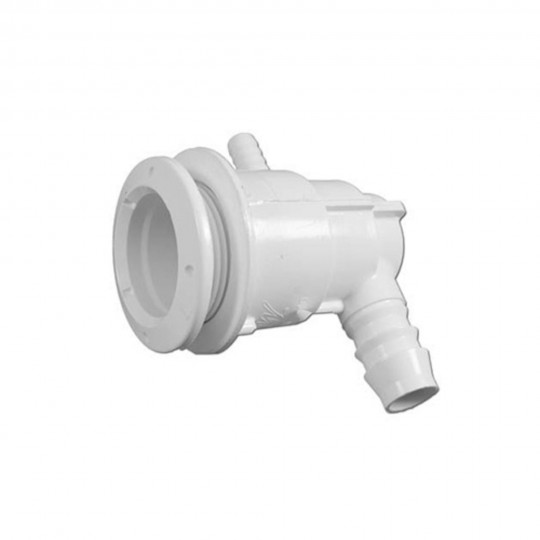 Body Assembly, Jet, Waterway Adjustable Mini, Ell Body, 3/4"B Water x 3/8"B Air, 1-3/4" Hole Size w/ Wall Fitting : 222-1040