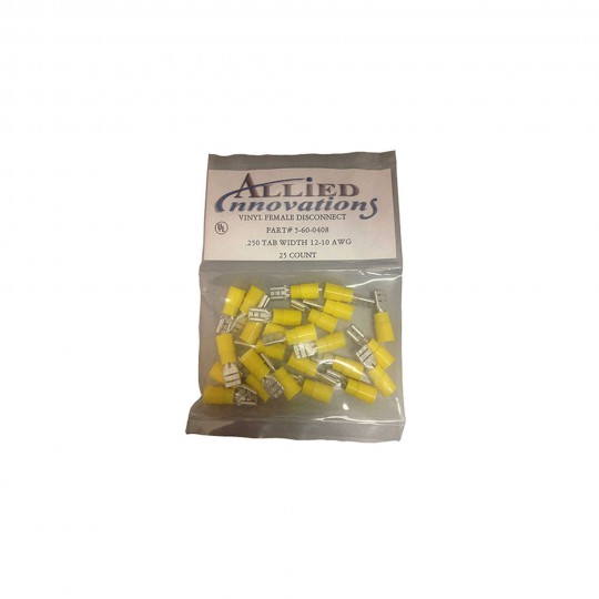 Wire Terminal, F/M Disconnect, No.12-10, .250, Yellow, 25 Pack : FMV250Y