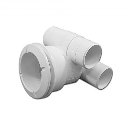 Body Assembly, Jet, Waterway Poly Jet, Tee Body, 1"S Water x 1"S Air, 2-5/8" Hole Size w/ Wall Fitting, White : 210-5830