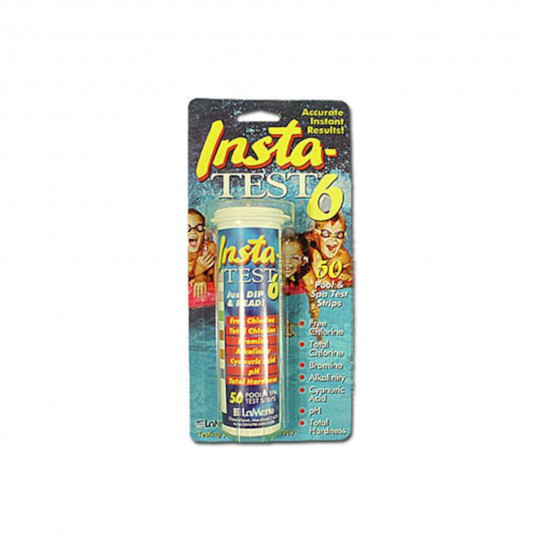 Water Testing, Test Strips, La Motte, Insta-Test6, Blister Card, 50ct : 3028-BC-12