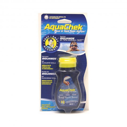 Water Testing, Test Strips, AquaCheck, Biguanide, pH, Alk, 25 Strips/Bottle : ETBLUE