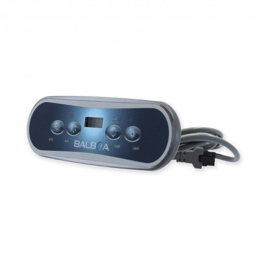 Spaside Control, Balboa ML400, 4-Button, Oblong, LCD, Jets-Aux-Temp-Light, 7' Cable w/8 Pin Molex Plug : 52684