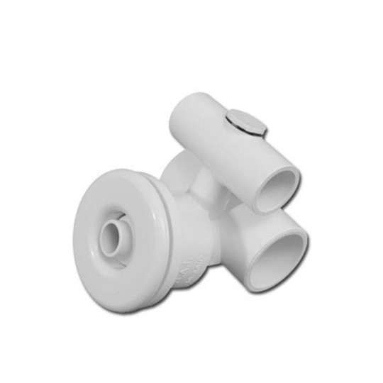 Jet Assembly, HydroAir Slimline, Tee Body, 1"S Water x 1/2"S Air, 1-1/4"L Wall Fitting, White : 10-5650