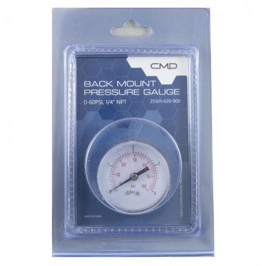 0-60 Pressure Gauge With Bezel, Back Mount Clam Shell Pack : 25501-020-900