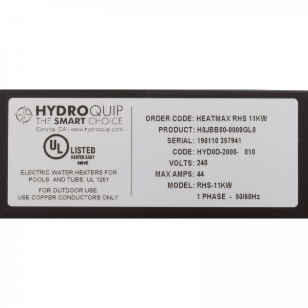 Heater, Hydro-Quip, HeatMax RHS 230v, 11kW, Weather Tight : HEATMAX 11.0