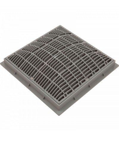 Main Drain Grate, Waterway, 12" x 12" Square, w/Frame, Gray : 640-4727 V