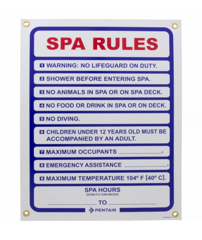 Sign, Spa Rules, 18" x 24" : R230300